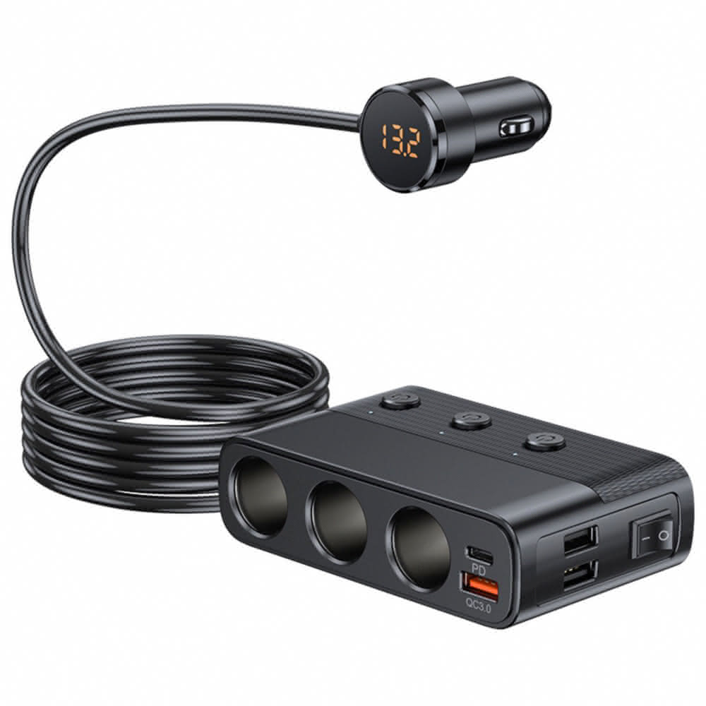 AHEAD-【AHEAD】127W汽車用充電器/充電轉換器(PD+QC3.0+2USB+3孔車充 點煙器擴充)