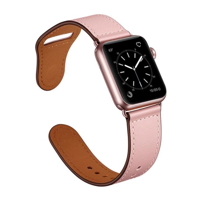 YUNMI-【YUNMI】Apple Watch Series 9/8/7/6/5/4/3/2/1/SE/Ultra 通用 按扣真皮錶帶 替換腕帶(iwatch替換錶帶)